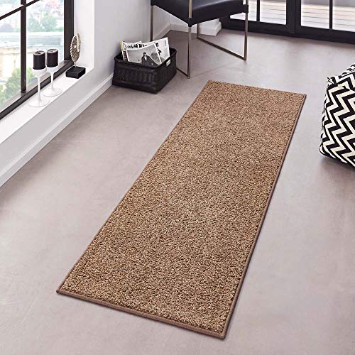 Hanse Home Pure Teppich – Wohnzimmerteppich dichter Kurzflor Robust Schlafzimmerteppich einfarbig Modern für Esszimmer, Wohnzimmer, Kinderzimmer, Flur, Schlafzimmer, Küche – Braun, 80x200cm von Hanse Home