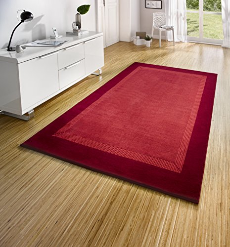 Hanse Home Teppich Läufer Band 160x230cm – Teppichläufer Weicher Kurzflor Teppich Modernes Design Läufer für Flur, Schlafzimmer, Kinderzimmer, Badezimmer, Wohnzimmer, Küche Dekoläufer – Rot von Hanse Home