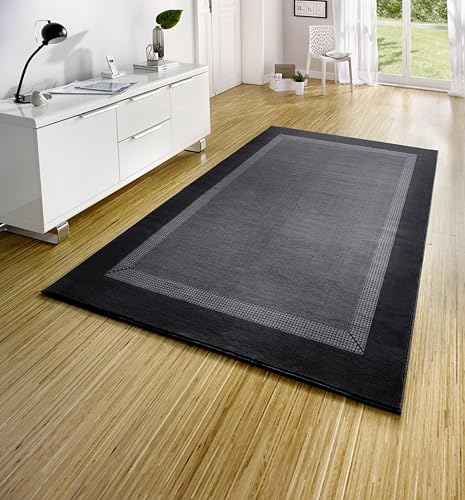 Hanse Home Teppich Läufer Band 200x290cm – Teppichläufer Weicher Kurzflor Teppich Modernes Design Läufer für Flur, Schlafzimmer, Kinderzimmer, Badezimmer, Wohnzimmer, Küche Dekoläufer – Schwarz von Hanse Home