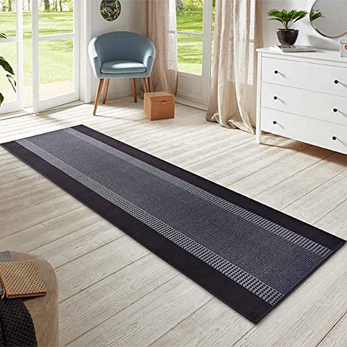 Hanse Home Teppich Läufer Band 80x300cm – Teppichläufer Weicher Kurzflor Teppich Modernes Design Läufer für Flur, Schlafzimmer, Kinderzimmer, Badezimmer, Wohnzimmer, Küche Dekoläufer – Schwarz von Hanse Home