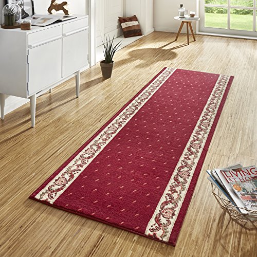 Hanse Home Teppich Läufer Floret 80x450cm – Teppichläufer Weicher Kurzflor Teppich Modernes Design Läufer für Flur, Schlafzimmer, Kinderzimmer, Badezimmer, Wohnzimmer, Küche Dekoläufer – Rot von Hanse Home