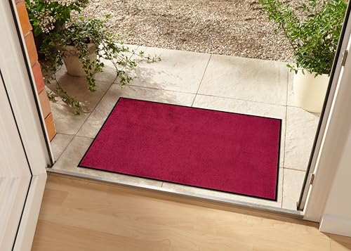 Hanse Home Waschbare In- & Outdoor Fußmatte Uni einfarbig Fußabtreter Schmutzfangmatte Türmatte Schmutzfänger Eingangsteppich Anti-Rutsch Größen, 60x80 cm, Rot von Hanse Home