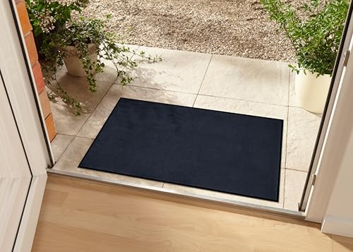 Hanse Home Waschbare In- & Outdoor Fußmatte Uni einfarbig Fußabtreter Schmutzfangmatte Türmatte Schmutzfänger Eingangsteppich Anti-Rutsch Größen, 60x80 cm, Schwarz von Hanse Home