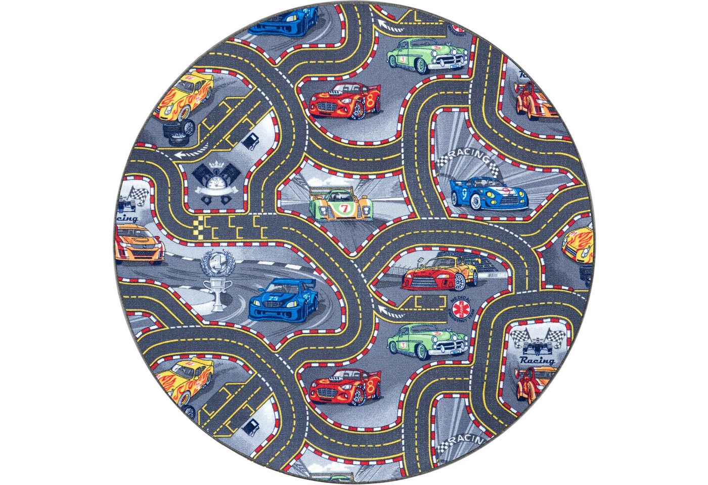 HANSE Home Kinderteppich Spielteppich Kinder, rechteckig, Höhe: 6,5 mm, Kurzflor, Kinderzimmer, Teppich, Auto, Straßen, Schlafzimmer von HANSE Home