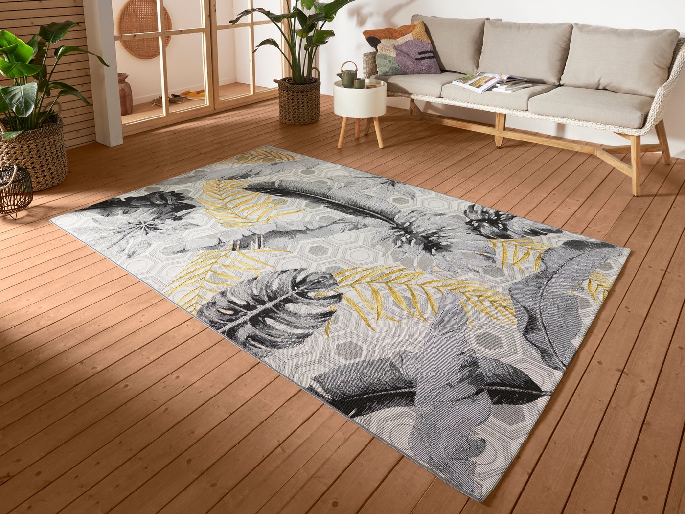 HANSE Home Outdoorteppich Gold Leaves, rechteckig, Höhe: 3 mm, In-& Outdoor, Teppich, Wetterfest, Balkon, Garten, Wohnzimmer, Floral HANSE Home Outdoorteppich Gold Leaves, rechteckig, Höhe: 3 mm, In-& Outdoor, Teppich, Wetterfest, Balkon, Garten, Wohnzimmer, Floral von HANSE Home