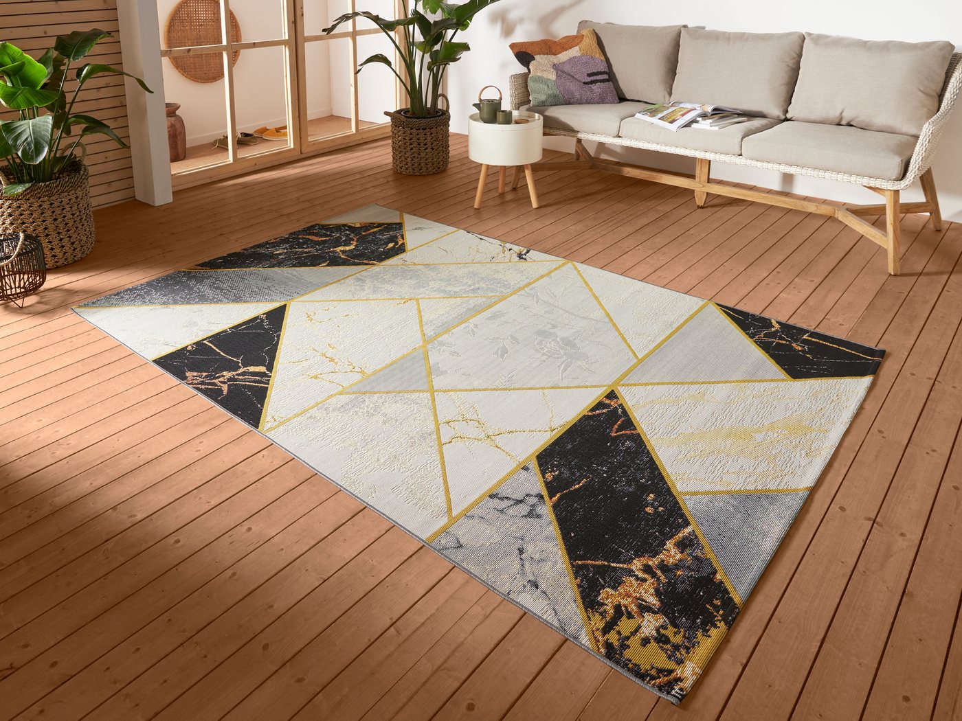HANSE Home Outdoorteppich Noble, rechteckig, Höhe: 3 mm, In-& Outdoor, Teppich, Wetterfest, Balkon, Garten, Wohnzimmer, Gold HANSE Home Outdoorteppich Noble, rechteckig, Höhe: 3 mm, In-& Outdoor, Teppich, Wetterfest, Balkon, Garten, Wohnzimmer, Gold von HANSE Home