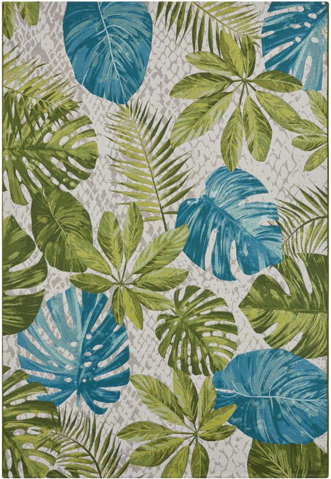 Outdoorteppich Tropical Leaves, HANSE Home, rechteckig, Höhe: 3 mm, In-& Outdoor, Teppich, Wetterfest, Balkon, Garten, Wohnzimmer, Floral von HANSE Home