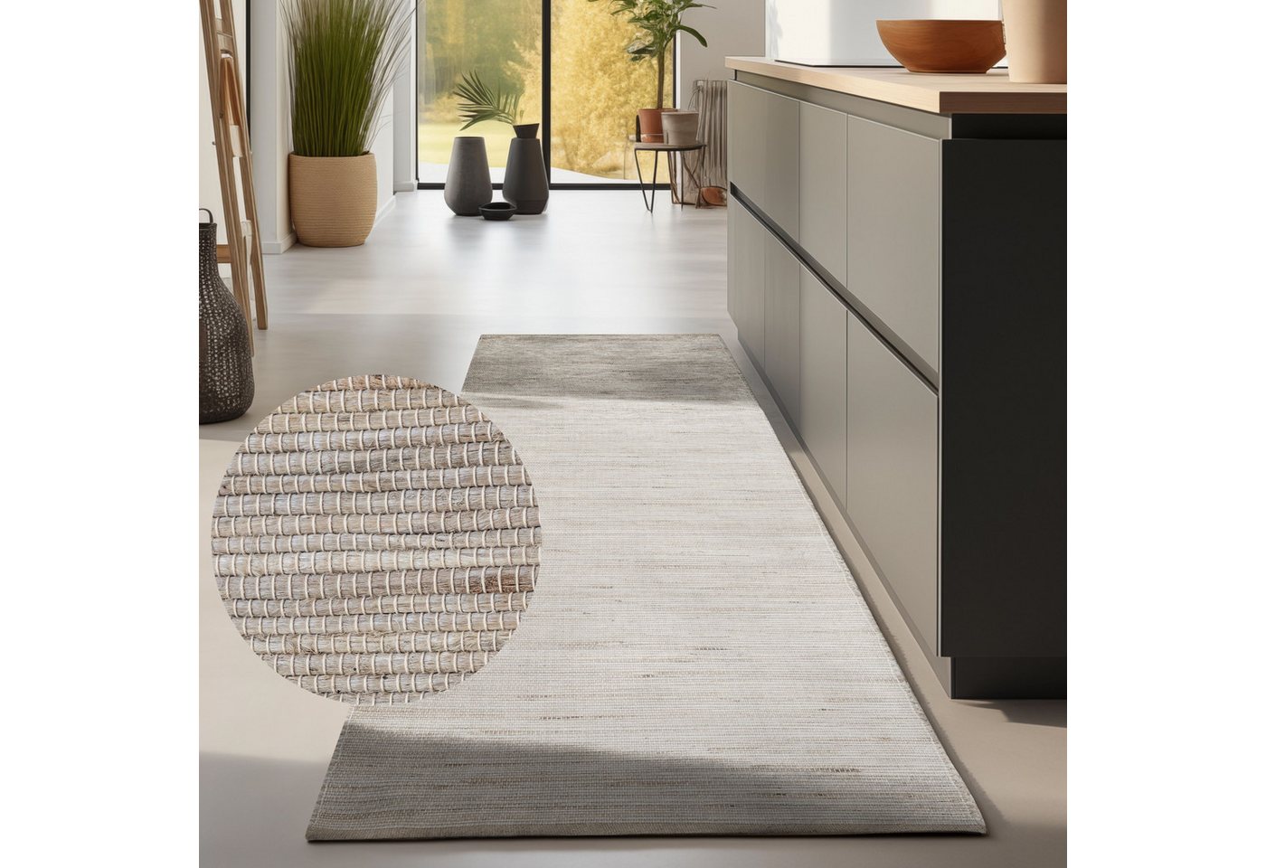 HANSE Home Teppich Dhaka Juteteppich, rechteckig, Höhe: 5 mm, Läufer, handgewebt, Jute, Wolle, Natur, Wohnzimmer, Flur, Klassisch von HANSE Home