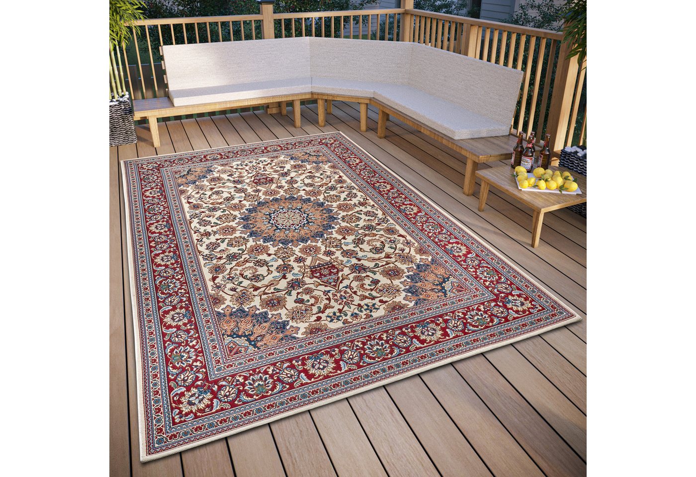 HANSE Home Teppich Kadi, rechteckig, Höhe: 3 mm, In-& Outdoor, Teppich, Wetterfest, Balkon, Garten, Wohnzimmer, Orient von HANSE Home