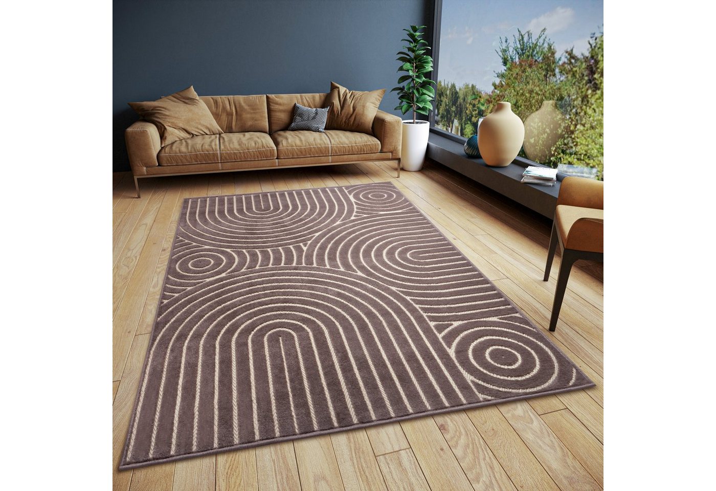 Teppich Wave, HANSE Home, rechteckig, Höhe: 12 mm, Flachgewebe, Modern, Geometrisch, Boho-Style, 3D-Effekt, Wohnzimmer von HANSE Home