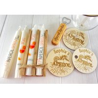 Flaschenöffner Aperol Spritz Kerzengeschenk Eichenholz Geschenkset Spritztour von HANSELSSHOP