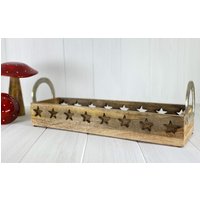 Tablett Sterndekor Aus Holz Mit Metallgriffen Rostfrei 43 X 14 cm Tablett Sterndekor Aus Holz Mit Metallgriffen Rostfrei 43 X 14 cm von HANSELSSHOP