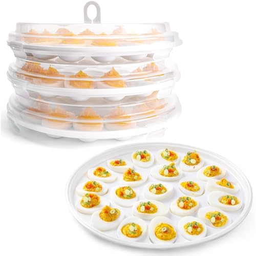 HANSGO Deviled Eierbehälter mit Deckel, 3 Stück Deviled Eierteller, Halter Tabletts mit 66 Schlitzen für Festival, Party und Zuhause, Küche, Weiß HANSGO Deviled Eierbehälter mit Deckel, 3 Stück Deviled Eierteller, Halter Tabletts mit 66 Schlitzen für Festival, Party und Zuhause, Küche, Weiß von HANSGO