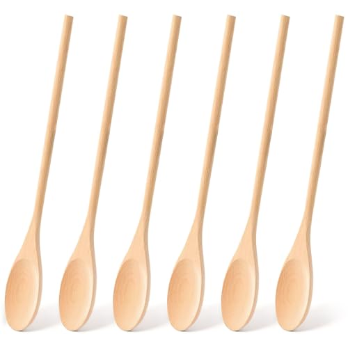 HANSGO Holzlöffel mit langem Griff, oval, 6 Stück, 30,5 cm lang, Holzlöffel, Verkostungslöffel, große Kochlöffel von HANSGO