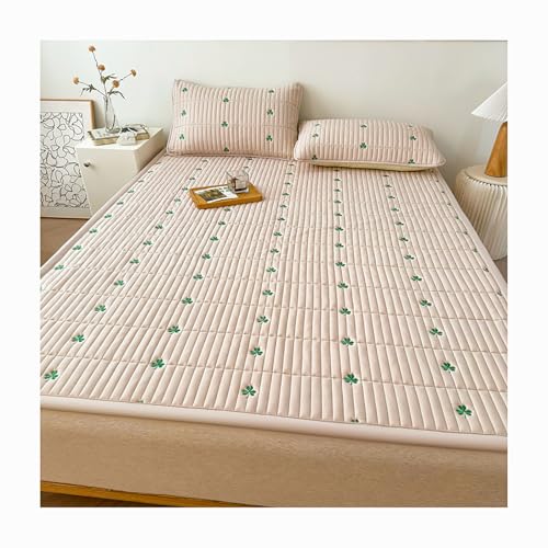 HANSULAN Elegant Stickerei Matratzen Topper Mit Elastischem Band, Gemütlich rutschfest Matratzenauflage Múltiples Tamaños Faltbares Futon Bett Matratzenbezug Waschbar-Braun-200x220cm von HANSULAN