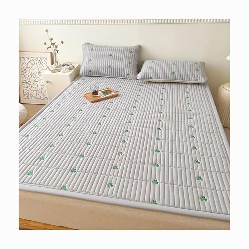 HANSULAN Elegant Stickerei Matratzen Topper Mit Elastischem Band, Gemütlich rutschfest Matratzenauflage Múltiples Tamaños Faltbares Futon Bett Matratzenbezug Waschbar-Grau-120x200cm von HANSULAN