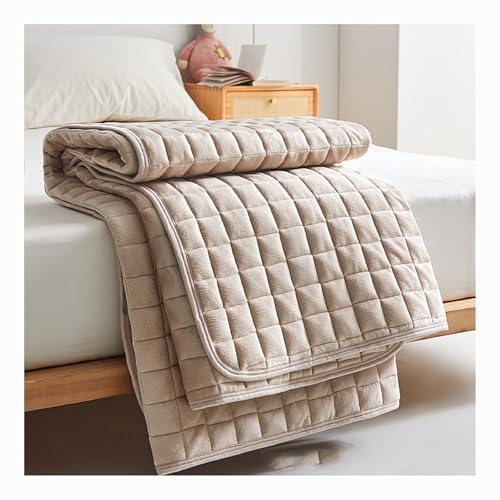 HANSULAN Waschbar Bettunterlagen Zum Schutz des Bettes Vor Flecken, Gemütlich Flanell Matratzenauflage rutschfest Anti-Schmutzig Matratzenauflagebezug Für Queen King Bett-Beige-180x200cm von HANSULAN