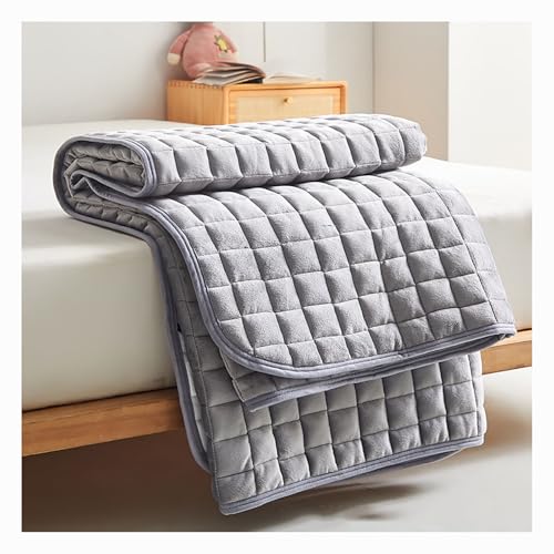 HANSULAN Waschbar Bettunterlagen Zum Schutz des Bettes Vor Flecken, Gemütlich Flanell Matratzenauflage rutschfest Anti-Schmutzig Matratzenauflagebezug Für Queen King Bett-Grau-150x190cm von HANSULAN