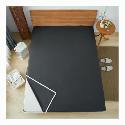 HANSULAN Weich Futon Matratzenbezug Mit Reißverschluss, Waschbar Abnehmbare Matratzenschutzhülle Staubschutz Für Japanische FutonMatratze Tatami Bodenmatratze-Dunkelgrau-100x200cm von HANSULAN