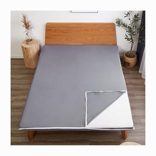 HANSULAN Weich Futon Matratzenbezug Mit Reißverschluss, Waschbar Abnehmbare Matratzenschutzhülle Staubschutz Für Japanische FutonMatratze Tatami Bodenmatratze-Grau-90x200cm von HANSULAN