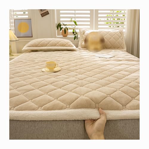 HANSULAN Weich Milch Samt Topper Matratzenauflage Mit Elastischen Eckbändern, Verdicken rutschfest Matratzentopper Doppel,Einzel Futon-Matratze für Student Wohnheim-Khaki-200x220cm HANSULAN Weich Milch Samt Topper Matratzenauflage Mit Elastischen Eckbändern, Verdicken rutschfest Matratzentopper Doppel,Einzel Futon-Matratze für Student Wohnheim-Khaki-200x220cm von HANSULAN