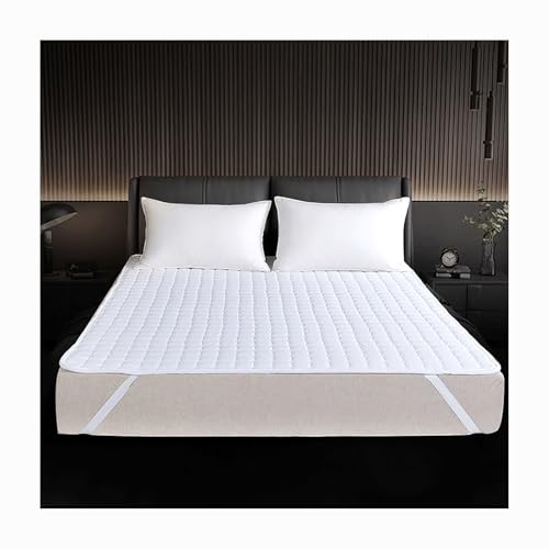 HANSULAN rutschfest Mattress Topper Mit Elastischem Band, Waschbar Gesteppt Matratzenschoner Gemütlich Atmungsaktiv Matratzenauflage Für Schlafzimmer Hotel Wohnung-Weiß-120x200cm von HANSULAN