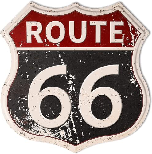 HANTAJANSS Route 66 Schilder, Vintage-Metall-Shop-Schild, U.S. 66 High Way Road Blechschild für Zuhause und Garage, Wanddekoration, 30,5 x 30,5 cm von HANTAJANSS