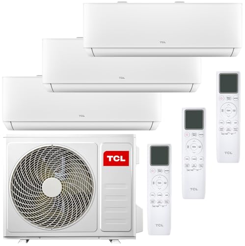 TCL Multisplit Klimaanlage Wandgerät 3 x 3,4 kW 12000 BTU + 32000 BTU Außeneinheit App + Fernbedienung für Räume bis zu je 45m² von HANTECH
