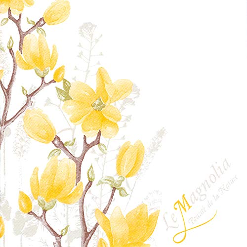 Servietten Magnolia gelb Premium Airlaid STOFFÄHNLICH | 25 Stück | 40 x 40cm | Frühlingssserviette, Sommer | hochwertige Serviette für Hochzeit, Geburtstag, Feier, Party, Grillen | made in Germany von HANTERMANN