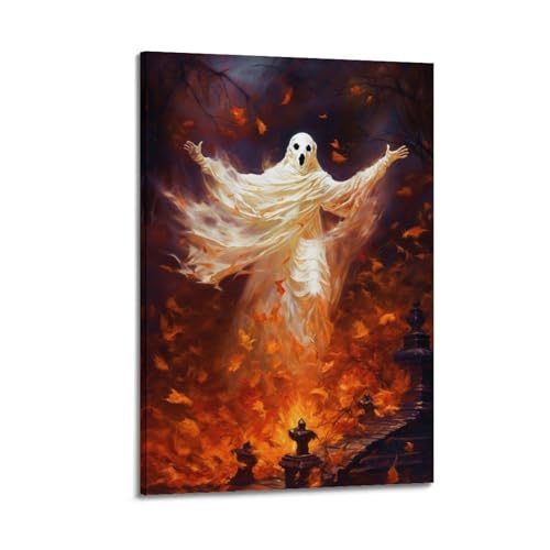 Deko-Gemälde, Geist im Herbstwald, Halloween, unheimliche Dekoration, Schlafzimmer-Poster, künstlerisches Wandbild, modernes hängendes Dekor-Poster, 30 x 45 cm Deko-Gemälde, Geist im Herbstwald, Halloween, unheimliche Dekoration, Schlafzimmer-Poster, künstlerisches Wandbild, modernes hängendes Dekor-Poster, 30 x 45 cm von HANTOTN