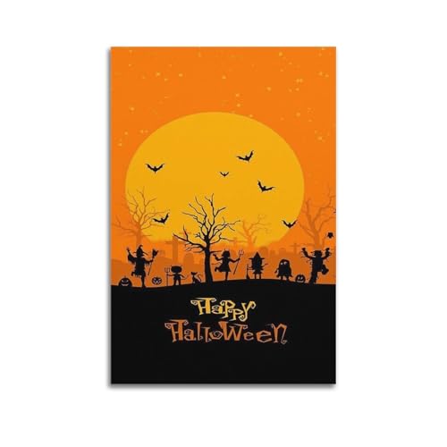 Dekorative Gemälde, Motiv: "Happy Halloween-Silhouette", festliche Dekoration, Kinderzimmer-Poster, künstlerisches Wandbild, modernes hängendes Dekor-Poster, 40 x 60 cm Dekorative Gemälde, Motiv: "Happy Halloween-Silhouette", festliche Dekoration, Kinderzimmer-Poster, künstlerisches Wandbild, modernes hängendes Dekor-Poster, 40 x 60 cm von HANTOTN