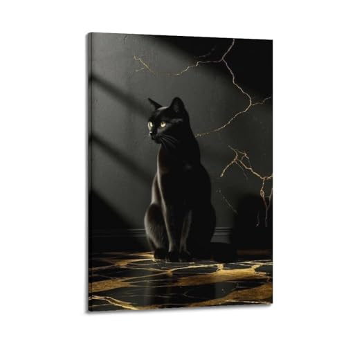 Elegante schwarze Katze, dekoratives Gemälde, anspruchsvolle, gruselige Dekoration, Wohnzimmer-Poster, künstlerisches Wandbild, modernes hängendes Dekor-Poster, 20 x 30 cm Elegante schwarze Katze, dekoratives Gemälde, anspruchsvolle, gruselige Dekoration, Wohnzimmer-Poster, künstlerisches Wandbild, modernes hängendes Dekor-Poster, 20 x 30 cm von HANTOTN