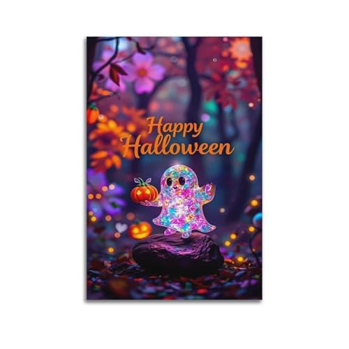 Farbenfroher Geist mit Kürbis, Happy Halloween, dekorative Gemälde, lebendige Dekoration, Schlafzimmer-Poster, künstlerisches Wandbild, modernes hängendes Dekor-Poster, 20 x 30 cm Farbenfroher Geist mit Kürbis, Happy Halloween, dekorative Gemälde, lebendige Dekoration, Schlafzimmer-Poster, künstlerisches Wandbild, modernes hängendes Dekor-Poster, 20 x 30 cm von HANTOTN