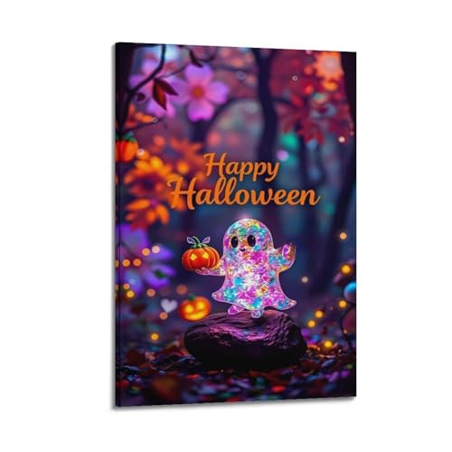 Farbenfroher Geist mit Kürbis, Happy Halloween, dekorative Gemälde, lebendige Dekoration, Schlafzimmer-Poster, künstlerisches Wandbild, modernes hängendes Dekor-Poster, 20 x 30 cm Farbenfroher Geist mit Kürbis, Happy Halloween, dekorative Gemälde, lebendige Dekoration, Schlafzimmer-Poster, künstlerisches Wandbild, modernes hängendes Dekor-Poster, 20 x 30 cm von HANTOTN