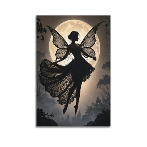 Feen-Silhouette unter Vollmond Halloween-dekorative Gemälde, bezaubernde Dekoration, Wohnzimmer-Poster, künstlerisches Wandbild, modernes hängendes Dekor-Poster, 20 x 30 cm Feen-Silhouette unter Vollmond Halloween-dekorative Gemälde, bezaubernde Dekoration, Wohnzimmer-Poster, künstlerisches Wandbild, modernes hängendes Dekor-Poster, 20 x 30 cm von HANTOTN