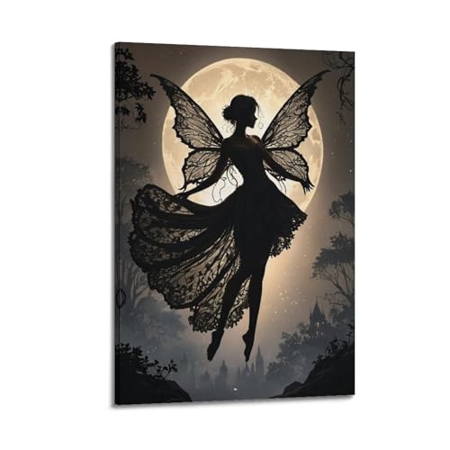 Feen-Silhouette unter Vollmond Halloween-dekorative Gemälde, bezaubernde Dekoration, Wohnzimmer-Poster, künstlerisches Wandbild, modernes hängendes Dekor-Poster, 50 x 75 cm Feen-Silhouette unter Vollmond Halloween-dekorative Gemälde, bezaubernde Dekoration, Wohnzimmer-Poster, künstlerisches Wandbild, modernes hängendes Dekor-Poster, 50 x 75 cm von HANTOTN