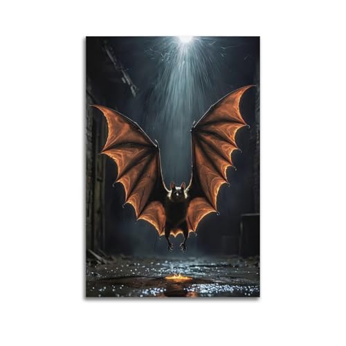 Fledermaus im Rampenlicht, dekorative Gemälde, dramatische, gruselige Dekoration, Wohnzimmer-Poster, künstlerisches Wandbild, modernes hängendes Dekor-Poster, 20 x 30 cm Fledermaus im Rampenlicht, dekorative Gemälde, dramatische, gruselige Dekoration, Wohnzimmer-Poster, künstlerisches Wandbild, modernes hängendes Dekor-Poster, 20 x 30 cm von HANTOTN