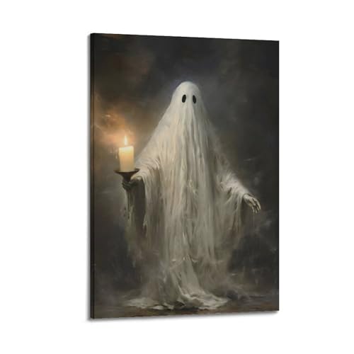 Geist hält Kerze, Halloween-dekorative Gemälde, geheimnisvolle Dekoration, Schlafzimmer-Poster, künstlerisches Wandbild, modernes hängendes Dekor-Poster, 60 x 90 cm Geist hält Kerze, Halloween-dekorative Gemälde, geheimnisvolle Dekoration, Schlafzimmer-Poster, künstlerisches Wandbild, modernes hängendes Dekor-Poster, 60 x 90 cm von HANTOTN