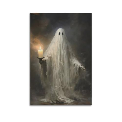 Geist hält Kerze, Halloween-dekorative Gemälde, geheimnisvolle Dekoration, Schlafzimmer-Poster, künstlerisches Wandbild, modernes hängendes Dekor-Poster, 60 x 90 cm Geist hält Kerze, Halloween-dekorative Gemälde, geheimnisvolle Dekoration, Schlafzimmer-Poster, künstlerisches Wandbild, modernes hängendes Dekor-Poster, 60 x 90 cm von HANTOTN