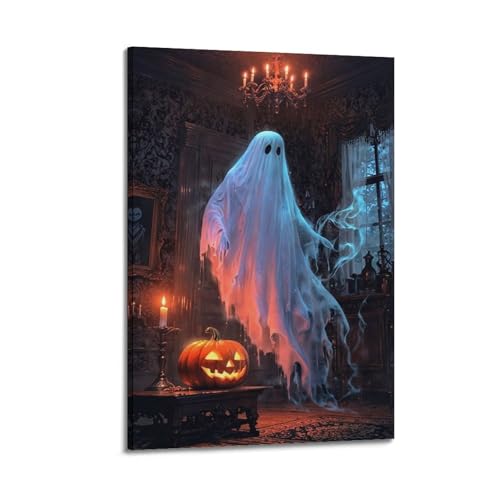 Geist im Vintage-Zimmer mit Kürbis, Halloween-Dekoration, geheimnisvolle Dekoration, Schlafzimmer-Poster, künstlerisches Wandbild, modernes hängendes Dekor-Poster, 50 x 75 cm Geist im Vintage-Zimmer mit Kürbis, Halloween-Dekoration, geheimnisvolle Dekoration, Schlafzimmer-Poster, künstlerisches Wandbild, modernes hängendes Dekor-Poster, 50 x 75 cm von HANTOTN