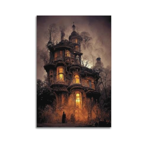 Gloomy Haunted House Halloween-dekorative Gemälde, unheimliche Dekoration, Schlafzimmer-Poster, künstlerisches Wandbild, modernes hängendes Dekor-Poster, 60 x 90 cm Gloomy Haunted House Halloween-dekorative Gemälde, unheimliche Dekoration, Schlafzimmer-Poster, künstlerisches Wandbild, modernes hängendes Dekor-Poster, 60 x 90 cm von HANTOTN