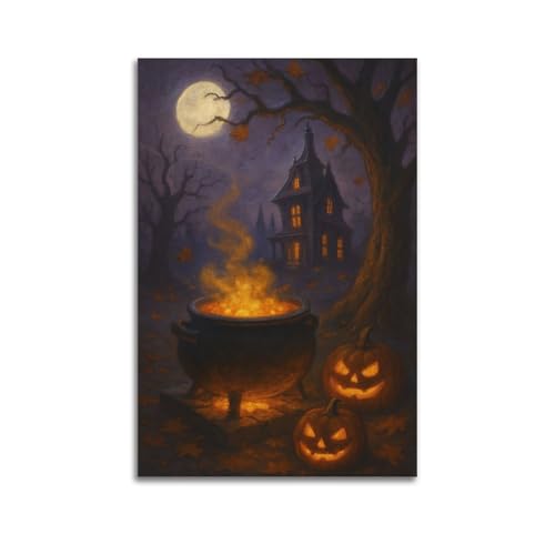 Kessel und Kürbisse von Spukhaus, Halloween-dekorative Gemälde, mystische Dekoration, Wohnzimmer-Poster, künstlerisches Wandbild, modernes hängendes Dekor-Poster, 20 x 30 cm Kessel und Kürbisse von Spukhaus, Halloween-dekorative Gemälde, mystische Dekoration, Wohnzimmer-Poster, künstlerisches Wandbild, modernes hängendes Dekor-Poster, 20 x 30 cm von HANTOTN