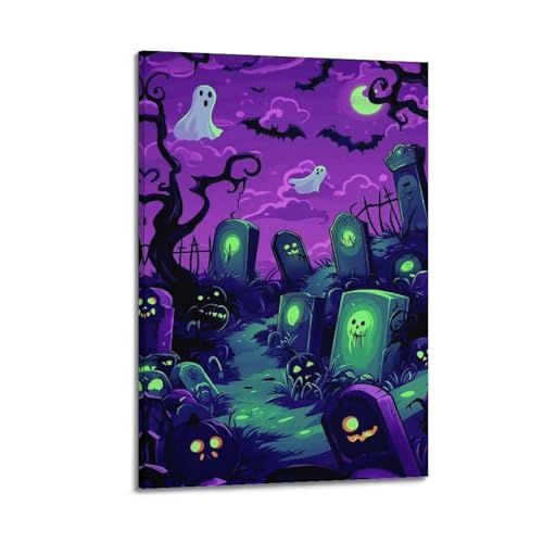 Leuchtender Friedhofs-Halloween-Wandkunst, geheimnisvolle Dekoration, Männerhöhlen-Poster, künstlerisches Wandbild, modernes hängendes Dekor-Poster, 30 x 45 cm Leuchtender Friedhofs-Halloween-Wandkunst, geheimnisvolle Dekoration, Männerhöhlen-Poster, künstlerisches Wandbild, modernes hängendes Dekor-Poster, 30 x 45 cm von HANTOTN