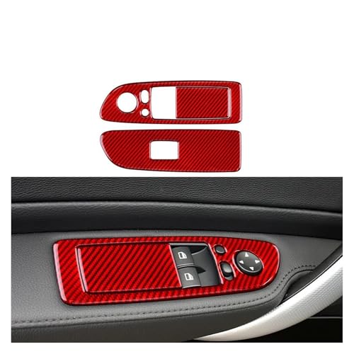 HANXIAO Auto-Innenleisten Carbonfaser-Autotür-Rahmenaufkleber Für Den Elektrischen Fensterheberschalter Im Innenraum Für B&MW 1er E82 E88 2008-2013(Red 1) von HANXIAO
