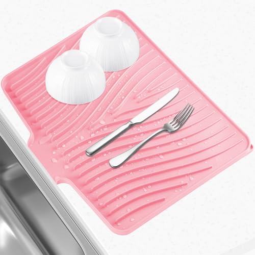 Abtropfmatte aus Silikon mit integriertem Ablaufauslauf, rutschfeste Abtropfmatte, leicht zu reinigen, umweltfreundlich, hitzebeständige Silikonmatte für Küchenarbeitsplatte oder Spüle (40,1 x 33 cm Abtropfmatte aus Silikon mit integriertem Ablaufauslauf, rutschfeste Abtropfmatte, leicht zu reinigen, umweltfreundlich, hitzebeständige Silikonmatte für Küchenarbeitsplatte oder Spüle (40,1 x 33 cm von HANZENMA