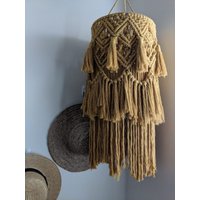 Hanmademacrame Senf Makramee Laterne | Leichter Schatten Boho Decore Hanmademacrame Senf Makramee Laterne | Leichter Schatten Boho Decore von HANmademacrame