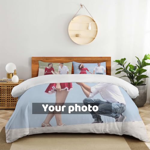 ＨＡＯＡＮＧＺＨＥ Personalisierte Bettwäsche Set mit eigenem Foto Name, Personalisiert Bettwäsche, Enthalten Bettbezug und Kissenbezug, Personalisierte Geschenk-Idee Bettbezug mit eigenem Foto von ＨＡＯＡＮＧＺＨＥ
