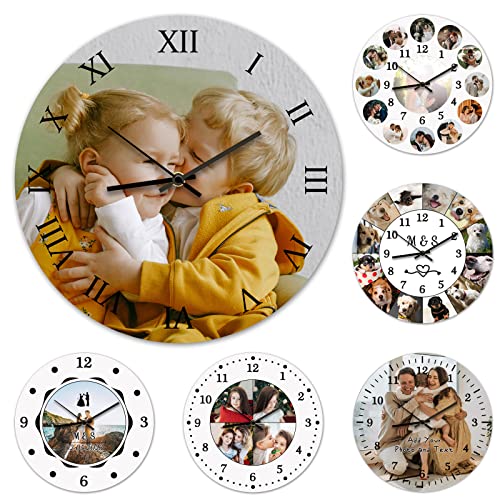 ＨＡＯＡＮＧＺＨＥ Personalisierte Foto Wanduhr, Personalisierte Foto Hängende Zeituhr mit Foto Text, Fügen Sie Ihr Bild/Foto/Logo/Jedes Design Hinzu, für Wohnzimmer, Schlafzimmer, Zuhause, Büro, Schuldekor von ＨＡＯＡＮＧＺＨＥ