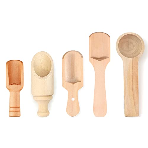 HAOBIN 5 StüCk HolzlöFfel Klein Mini Schaufel Badesalz LöFfel Mini HolzlöFfel Klein Holz KüChe Schaufel TeelöFfel Holz Schaufeln Holzschaufel Klein KüChenlöFfel KüChenutensilien FüR Kaffee,Tee,GewüRze von HAOBIN