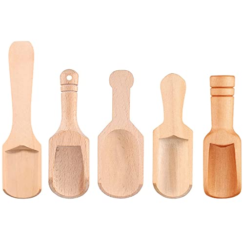 HAOBIN 5 StüCk Klein Teeschaufel Holz Kleine HolzlöFfel Mini HolzlöFfel Holz KüChe Schaufel Mini Holzschaufel GewüRzlöFfel Salz LöFfelchen Mini Hochwertige Holz FüR Kaffee GewüRze Tee KüChenutensilien von HAOBIN